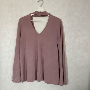 Mauve High Neck Cutout Top